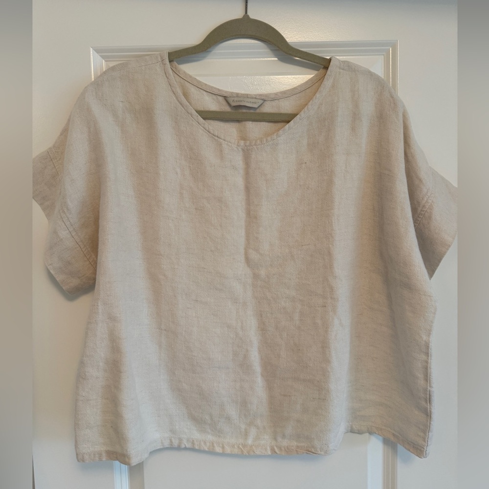Elizabeth Suzann Georgia Tee Flax Midweight Linen Top Sz OS